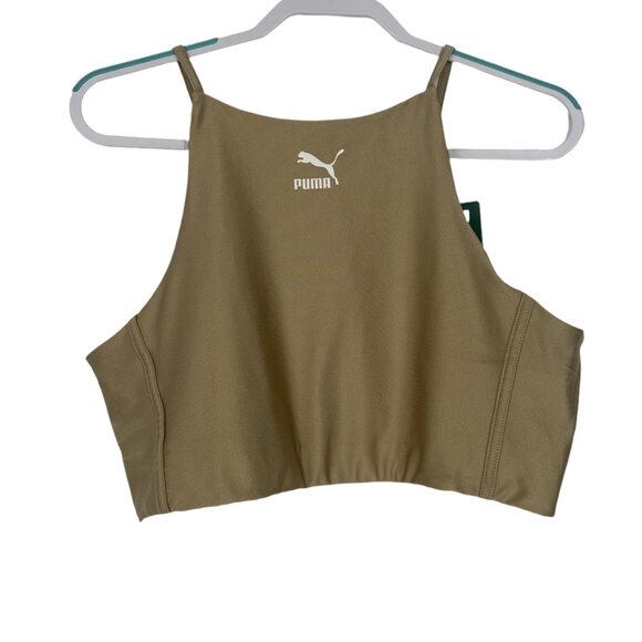 Puma Tops - NWT Puma T7 Shiny  Golden Crop Top Activewear Tank XL